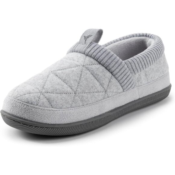 Women's Closed Back Knit Cuff Warm Gray Lining Memory Foam Sole Slippers Boot - Picture 1 of 6